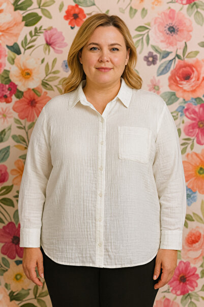 TUSSE Γυναικείο πουκάμισο κλασικής κοπής από 100% βαμβακερό ύφασμα μουσελίνας