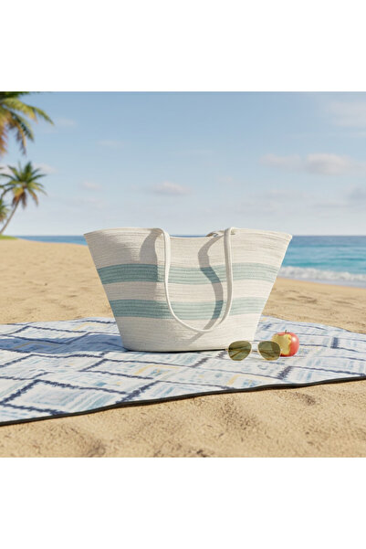 Sevenwoven Pamuklu İpli Örgü Hasır Plaj Çantası – Büyük Boy, Hafif ve Dayanıklı