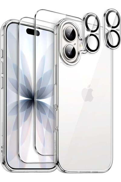 Generic Set: Transparent back cover, two 5D screen protectors and two camera protectors (5-in-1) compatible