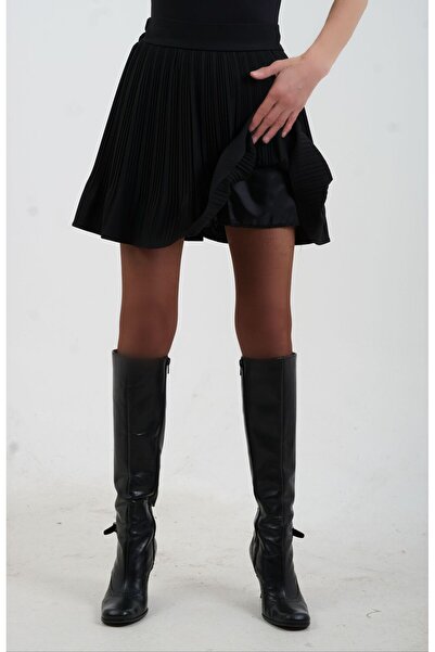 Zelish My Sister Black inner lined pleated mini skirt shorts
