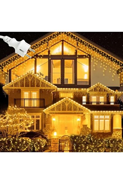 BZRSH Christmas Installation Turturi, 20 m, 500LED, Curtain, Fringes, Interconnectable, Thick White Wire, WARM WHITE