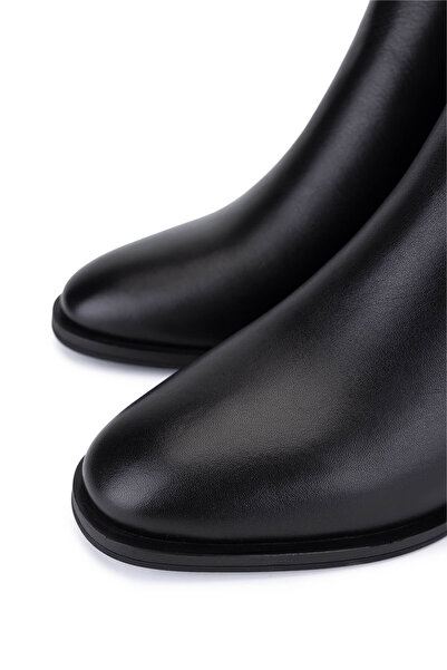 Tamer Tanca Kadın Hakiki Deri Siyah Deri Topuklu Bot