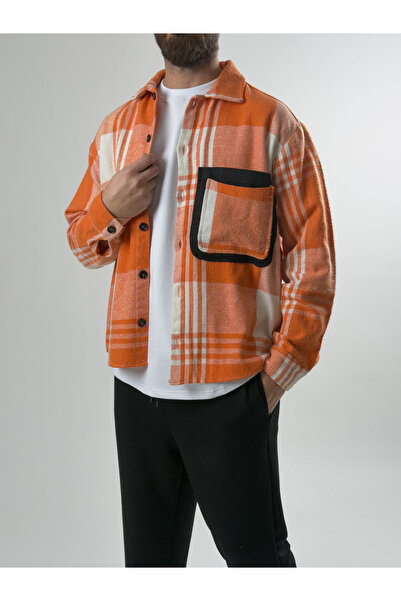 COCOPELLI Cămașă pentru bărbați, portocalie, cu design COC2607