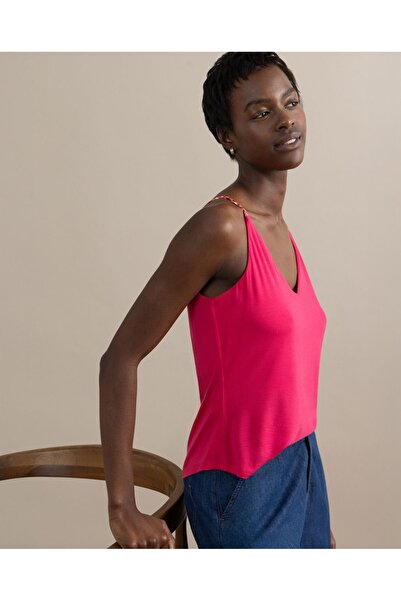 Surkana Top cu bretele și garnituri - Fuchsia - M