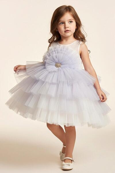 MONİTA Rochie de seara pentru fete cu fundita in spate, accesorii in forma de...