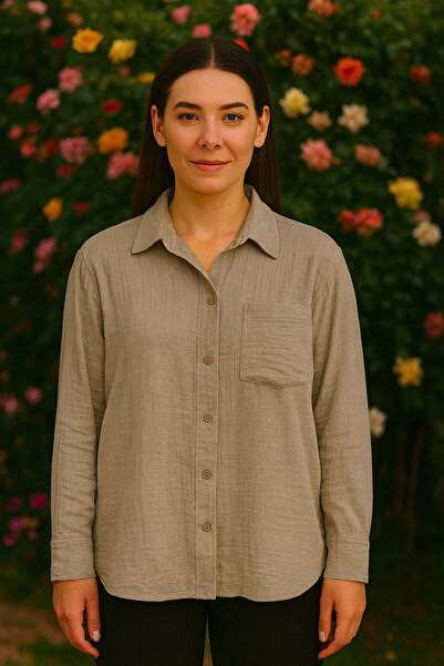 TUSSE Women's Elegant 100% Cotton Muslin Fabric Classic Cut Plus Size Shirt