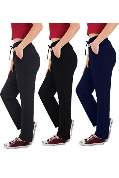 ASN concept Women's Viscose Fabric 3-Pack Anthracite/Black/Navy Blue Sweatpants (with Plus Size Option)