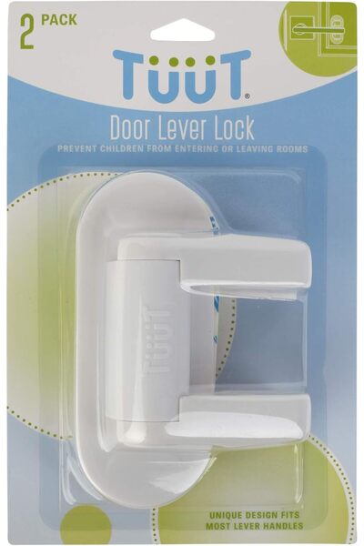 Generic Tuut Door Lever Lock, 2-Pack, Child-Resistant, 3M Adhesive, White