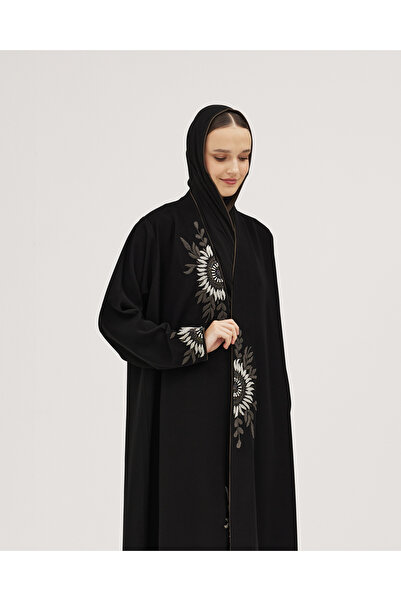 SOROSE SA عباية لف سوداء سيراميك نص كلوش بشك دردوزي