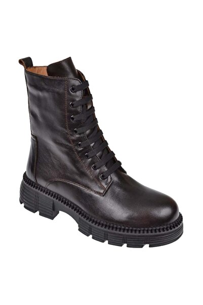 pullman Hakiki Deri İçi Müflonlu Kadın Bot KMP-34712 KOYU KAHVE