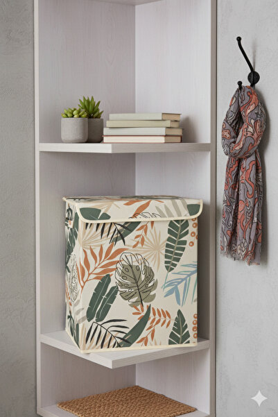 homyjr's Leaf Pattern Large Size Lid Dirty Laundry Toy Organizer Storage Box Basket 40X50X30