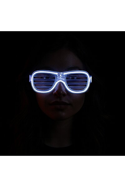 TanOzel White Led Light Party Glasses - Neon Glow Strip Glasses 3 Modes