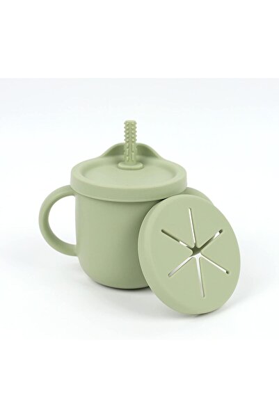 Khazna 2-in-1 Anti-Spill Sippy Cup with Snack Container, Silicone Holder, Removable Straw Bottle 8.5oz - Ol