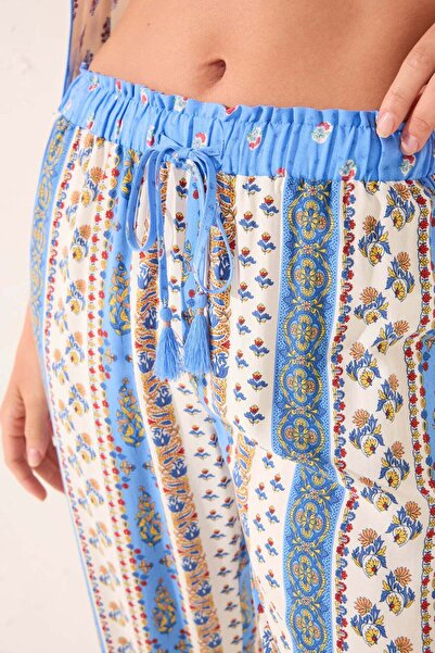 Women'secret Long viscose trouser with multicoloured borders