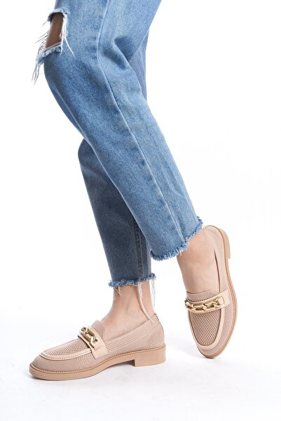 asmi shoes Women's Eyzy Nut Knitwear Buckle Lofer Moccasin Ballerina Shoes