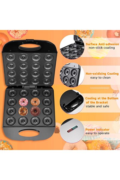 Generic Mini Donut Maker, 16-Hole Electric Non-Stick Double-Sided Donut & Pancake Maker