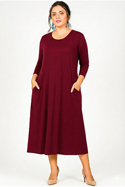 Curvy Trend Plus Size Wide Cut Long Sleeve Viscose Dress