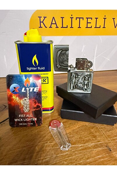 titumarket Ağır ve Şık Model Kapaklı Benzinli Çakmak Seti