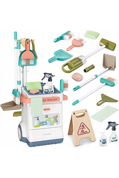 Matadi Cleaning trolley set with upright vacuum cleaner and 20 Little Helper ...