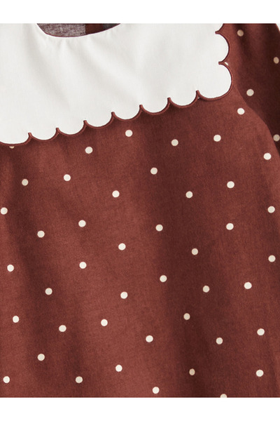 LC Waikiki Kids Red Collar Detailed Polka Dot Girl's Dress