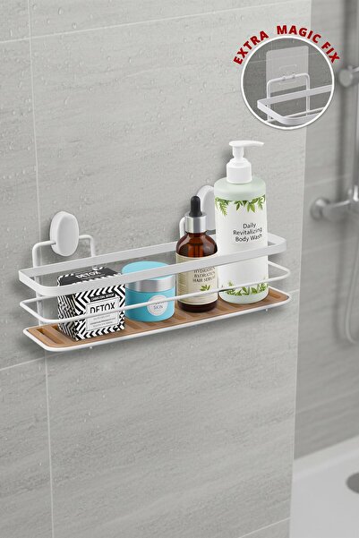 Okyanus Home Eko Magic Yapıştır&Vidala Due Single Layer Rectangular Shampoo Dispenser with Lid 9.5 X 28.5 cm / Be