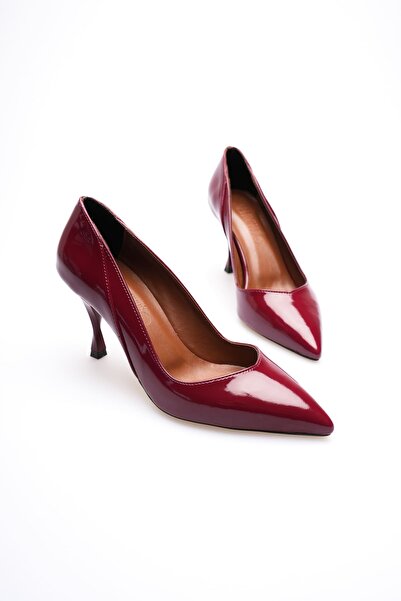 MARCHEO Monya Women's Burgundy Patent Leather Heeled Shoes