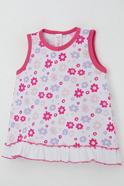 Breeze Baby Girl Dress Colorful Floral Pattern Skirt Part with Ruffle Detail 0-6 Months, White