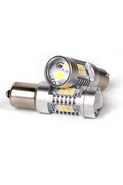 BZRSH Set of 2 LED car bulbs with magnifying glass 1156/BA15S P21W, 27 LED, Cool white, 12V, BZRSH, Reversing light