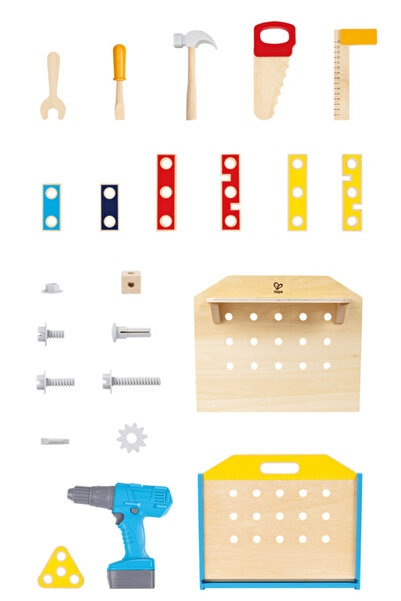 Hape Little Engineer's Wooden Workbench w/ Accessories 51pcs