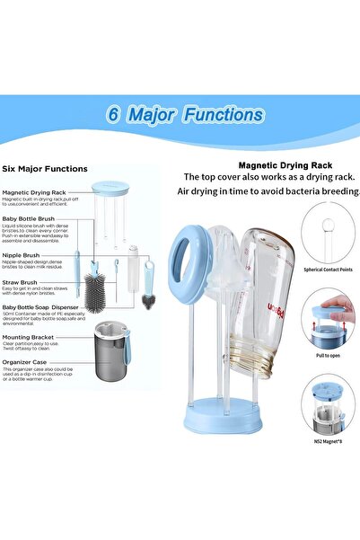 Generic Uand home Baby Bottle Cleaning Kit - Travel 6-in-1 Set (Pink)