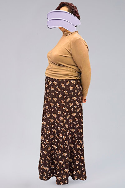 MAKSEN TEKSTİL Pieced Long Prayer Skirt, Viscose Flowered 8 Pieces Long Women's Skirt