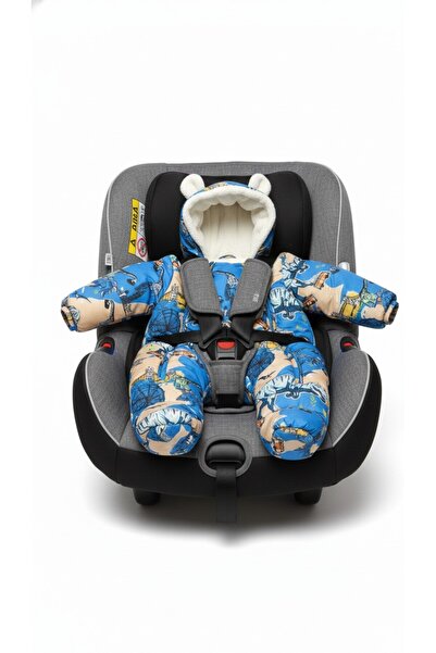 Asyagiyimavm Sevimli Dinozor Desenli Ayı Kulaklı Bebek Kar Tulumu (9-12 Ay)