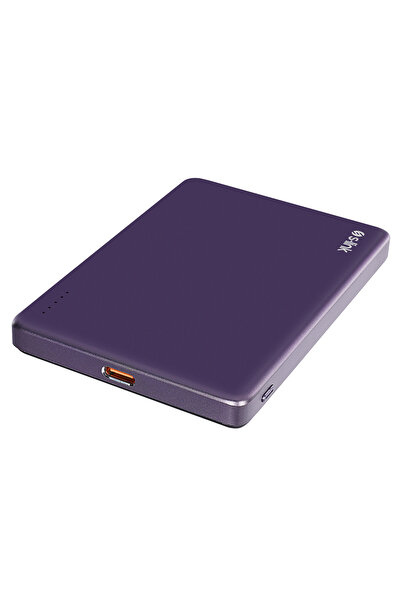 S-LINK MG105 5000mAh PD20W Magsafe 15W Kablosuz Type-C Mor Taşınabilir Metal ...