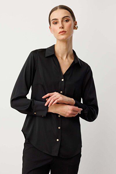 Ekol Σατέν μπλούζα με κουμπιά