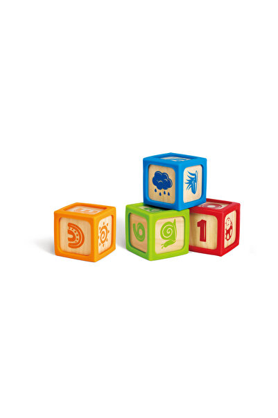 Hape - Educational Grip-n-Stack Silicone & 4 pcs Wood Blocks