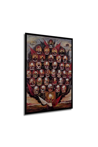 Caddemia Çerçeve Görünümlü Dekoratif Ahşap Kare Osmanlı Padişahları Soy Ağacı...