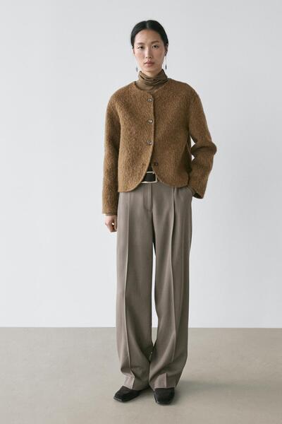 Massimo Dutti Fırçalanmış Yüzeyli Alpaka Yün Ceket