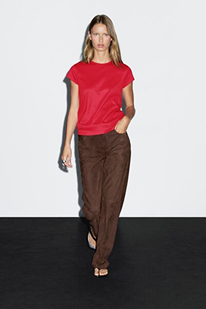 Massimo Dutti %100 merserize pamuklu kısa kollu t-shirt