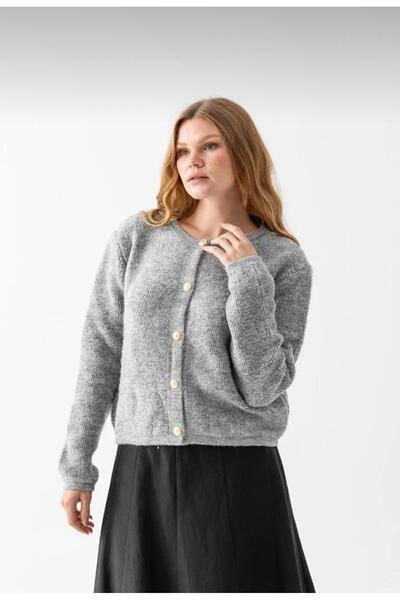 hedef giyim Yumoş Crew Neck Buttoned Cardigan