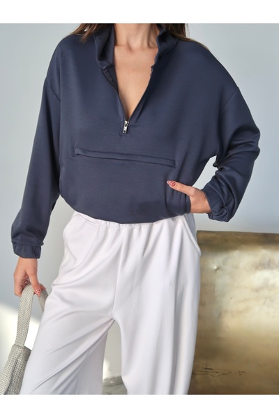 Paw Garage Women's Kangaroo Pocket Half Zip Sweat