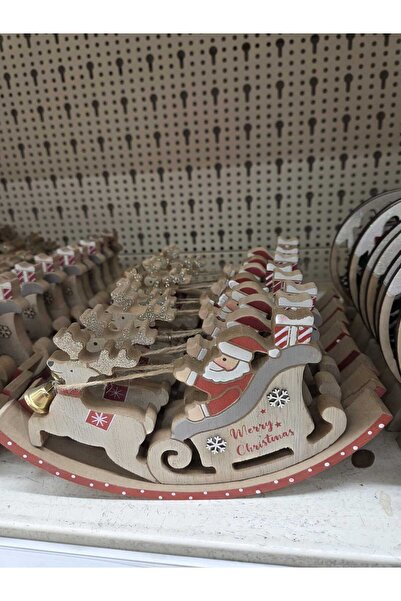 OEM Wooden Christmas Decoration Santa Claus with Sleigh 11cm