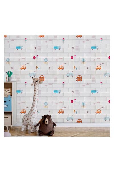 Hoffmanns Set of 50 x 3D Self-Adhesive Wallpaper with Cars - Brick Imitation, Wall / Ceiling, Adjustable, 70x77cm