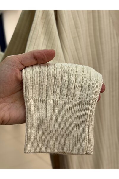 MİHRA STORE Feroria Corded Fabric Buttoned Araboy Cardigan-Zi6040 Stone