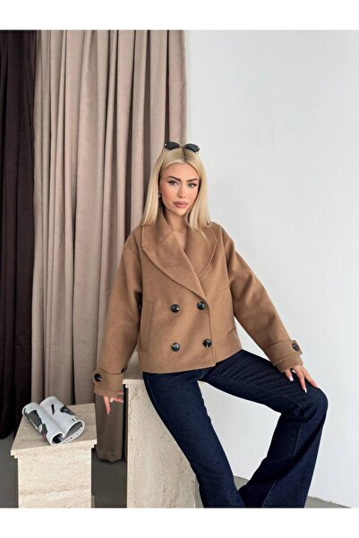 ParlaMira Women's Mink Cotton Textured Premium Cashmere Crop Coat