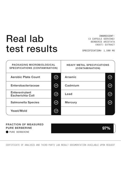 Toniiq Ultra High Strength Berberine HCl 500 mg - 180 Veggie Capsules