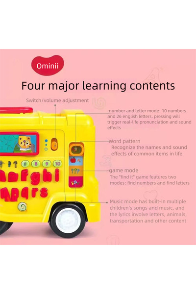 Ominii Baby School Bus Toy for 18M+,Kids Educational Toy,Musical Learning Animal School Bus