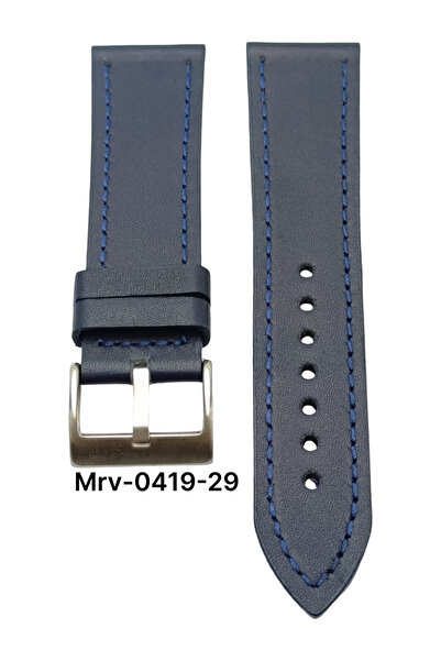 Mrv 24 MM-MRV SPOR LACİVERT DÜZ DOĞAL DİKİŞ DERİ KORDON
