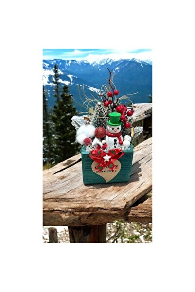 OEM Aranjament de Crăciun în cutie vintage din lemn 12x12cm