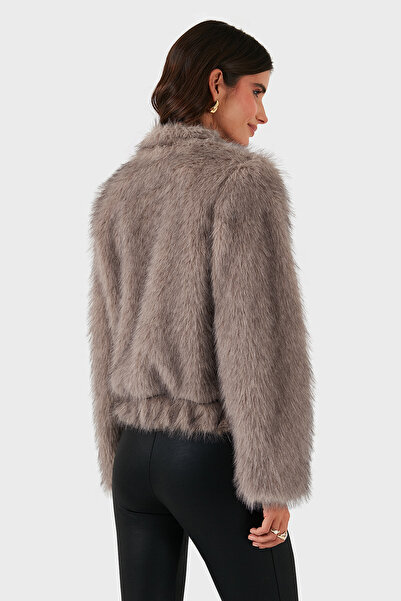 Lazzerini Tiziana Regular Fit Crew Neck Zippered Fur Fur 68912359939