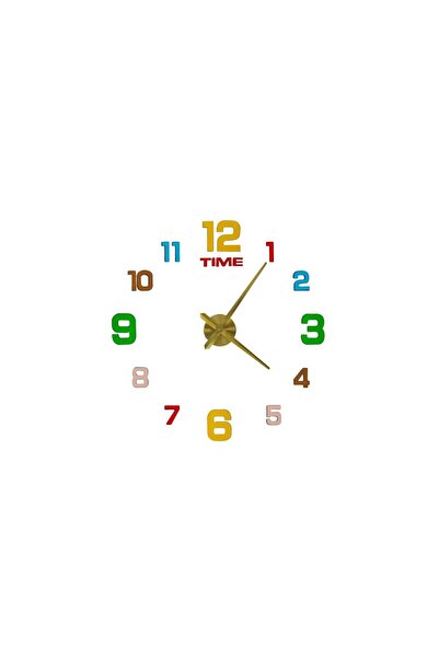 Three top online Sticker wall clock 12 digits yellow colour